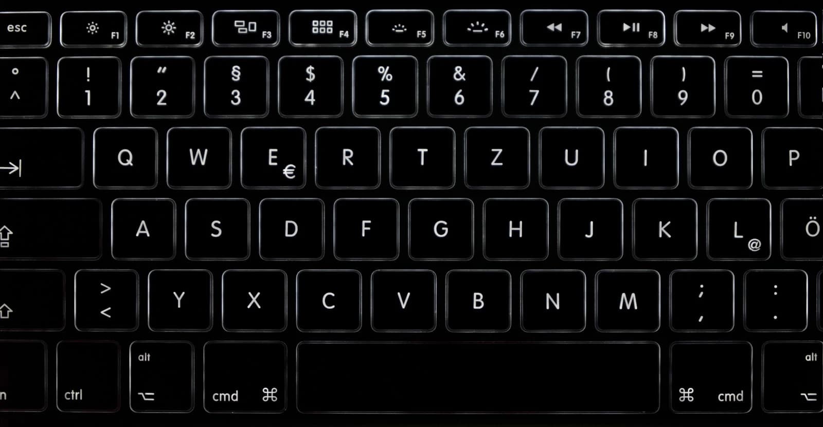 Close-up of a MacBook Pro keyboard