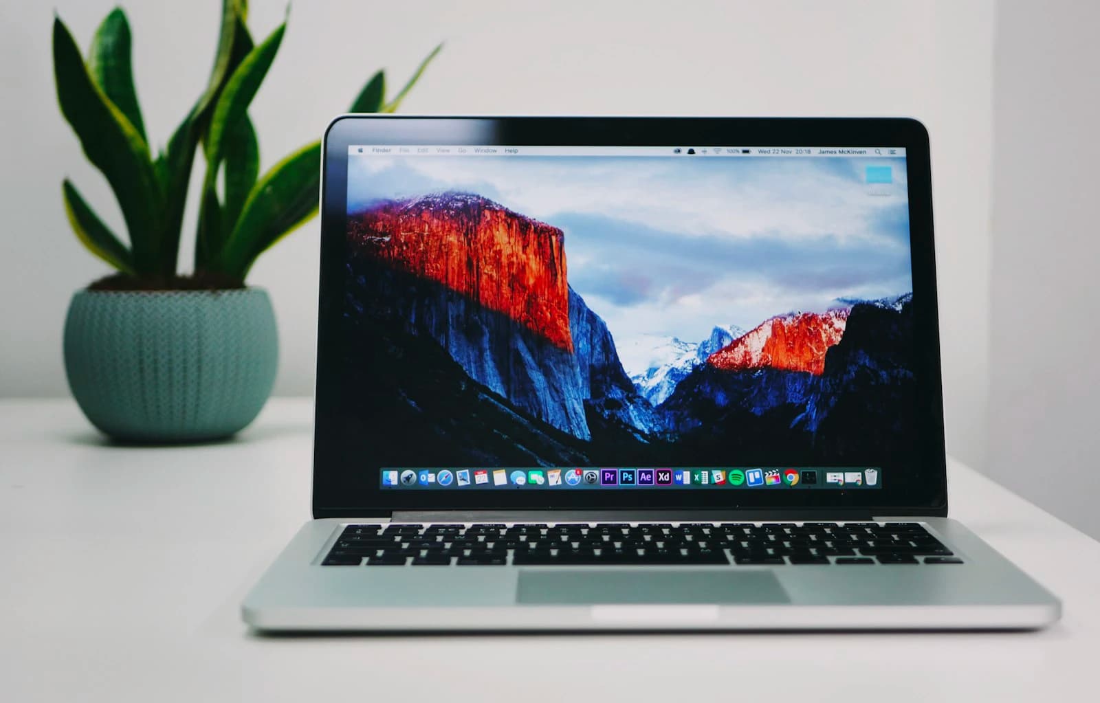 MacBook Pro open on a desk